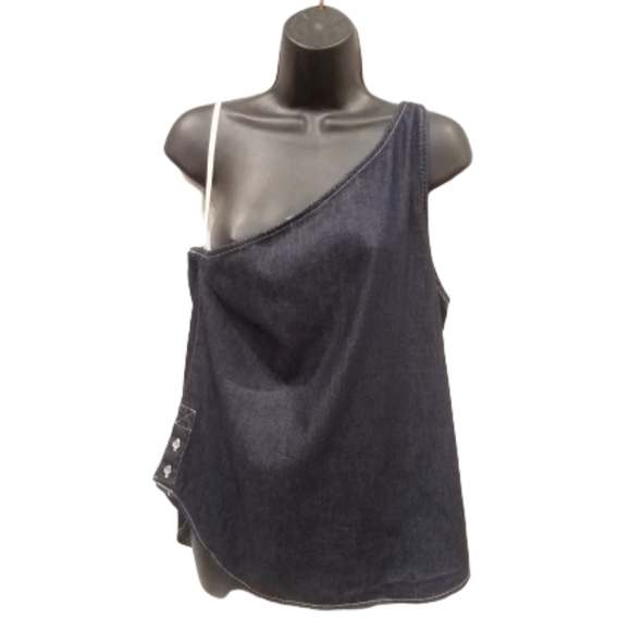 Calvin Klein Jeans Denim One Shoulder Sleeveless - Picture 2 of 8